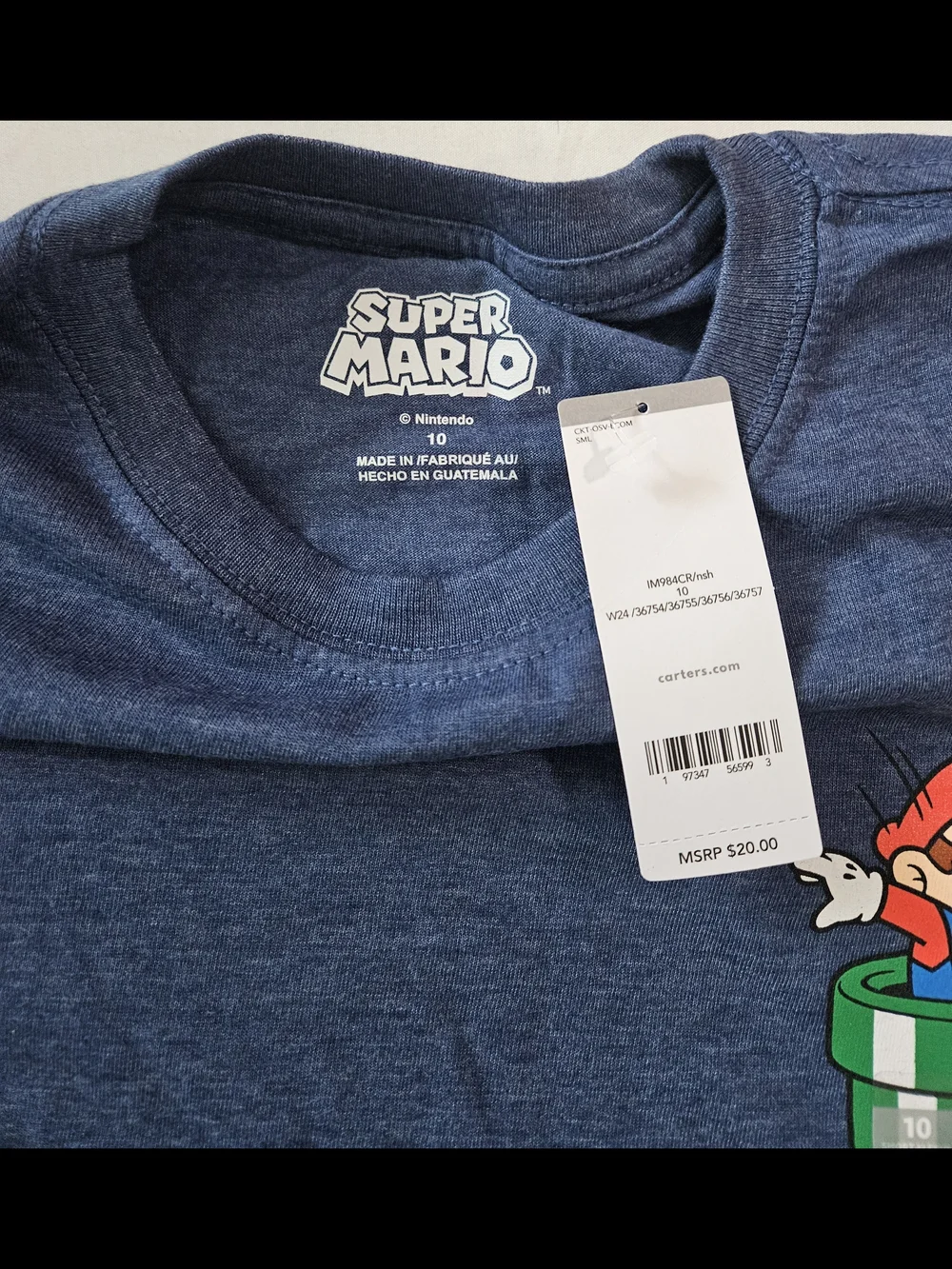 Carter's Blue Super Mario Graphic Tee with Green Pipe